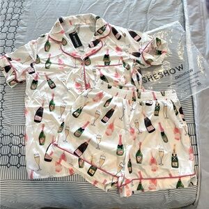 SheShow, Champagne print, short sleeve pajama shorts set, size Small